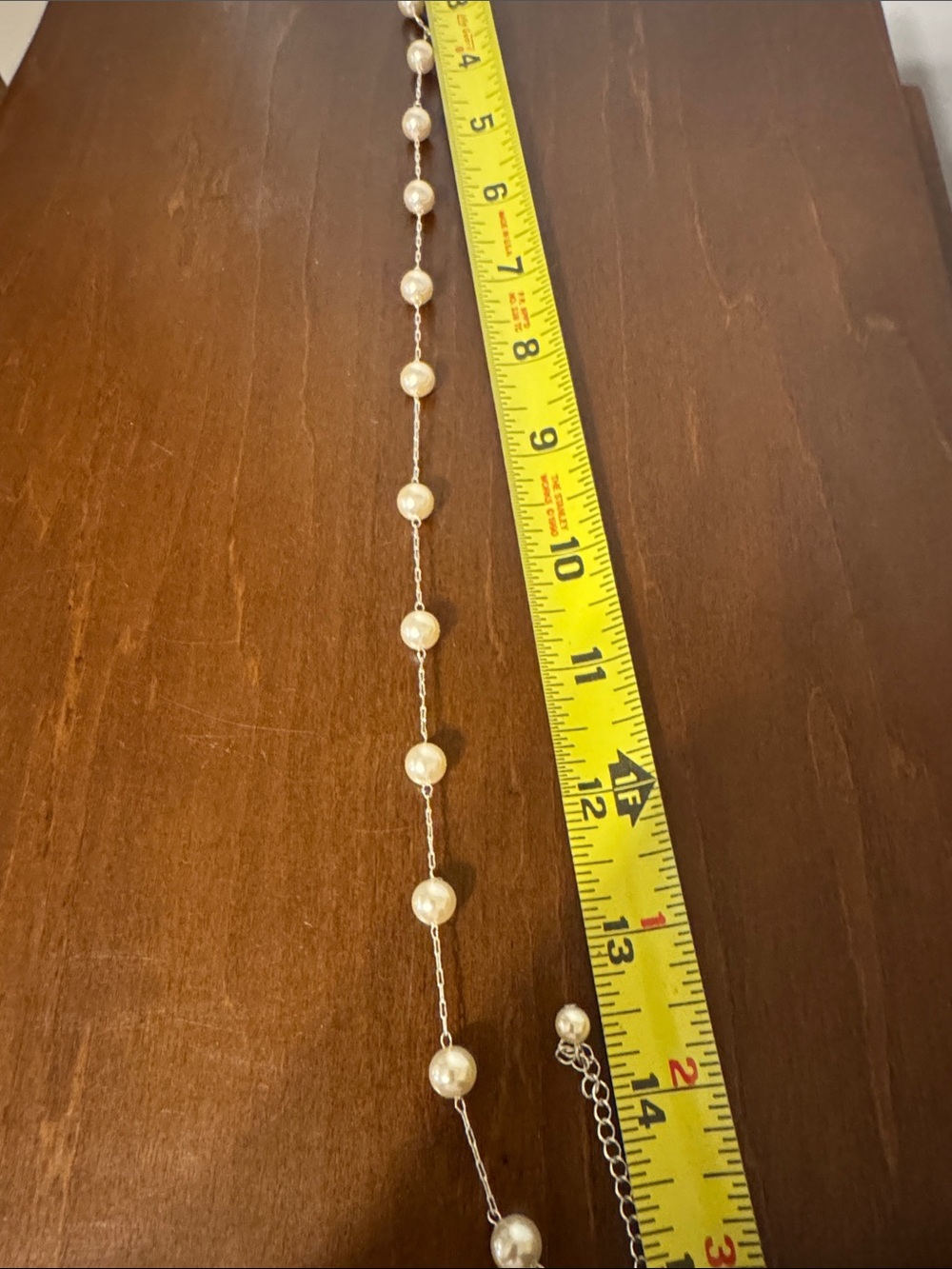 Pearl Station Beaded Drop Necklace - White Pearls - Picture 2 of 2